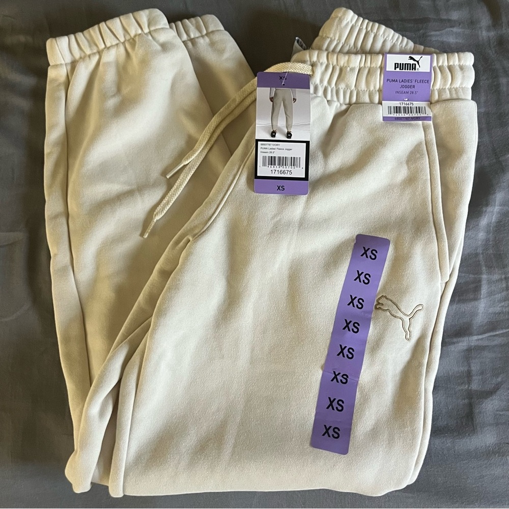 NWT Puma Ivory Fleece Joggers